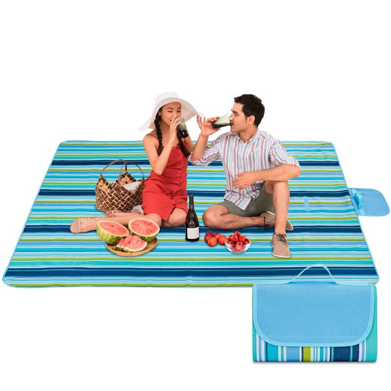 MINARI - Alfombra Manta para Picnic Camping Playa XXL Rayas AZ 20M