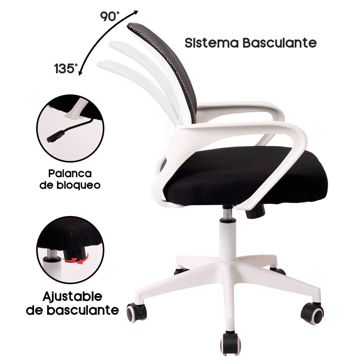 INIUS - Silla de Oficina Ergonómica Hazard con Soporte Lumbar