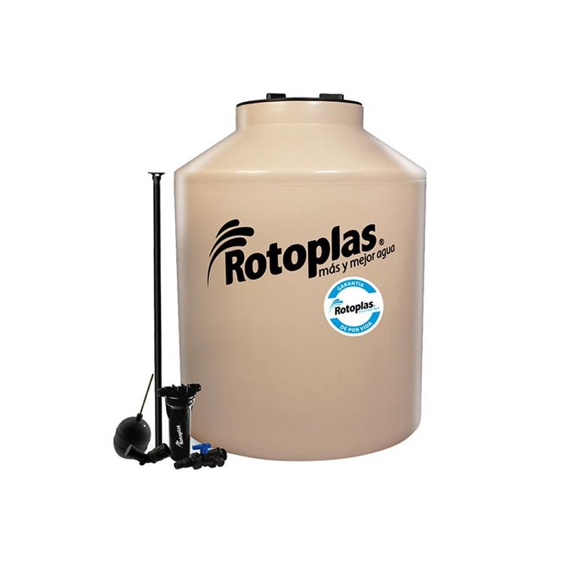 ROTOPLAS - TANQUE PARA AGUA DE 1,500 LTS COLOR ARENA CON KIT DE ACCESORIOS