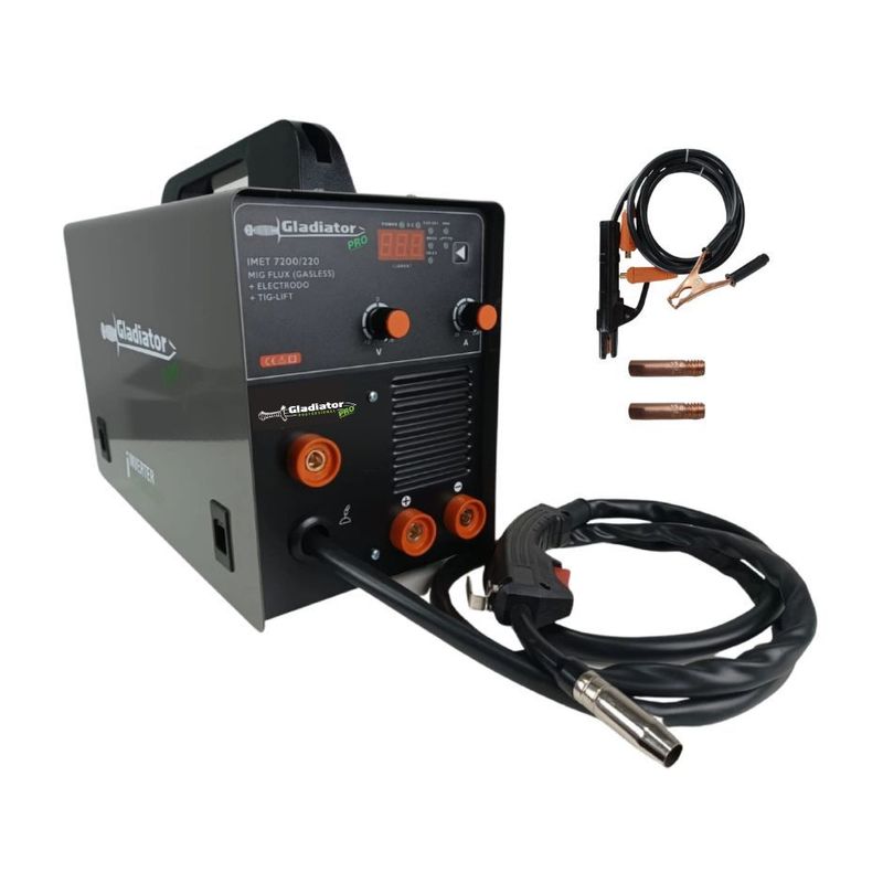 GLADIATOR - INVERTER MULTIPROCESO 200 AMP MIG FLUX + ELECTRODO + TIG-LIF