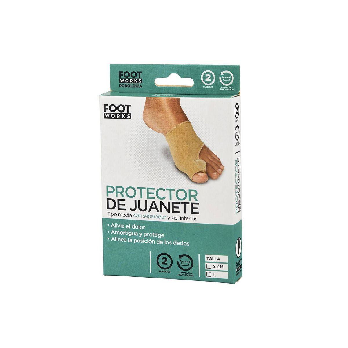 FOOT WORKS - Protector de juanete tipo media con separador - SMALL