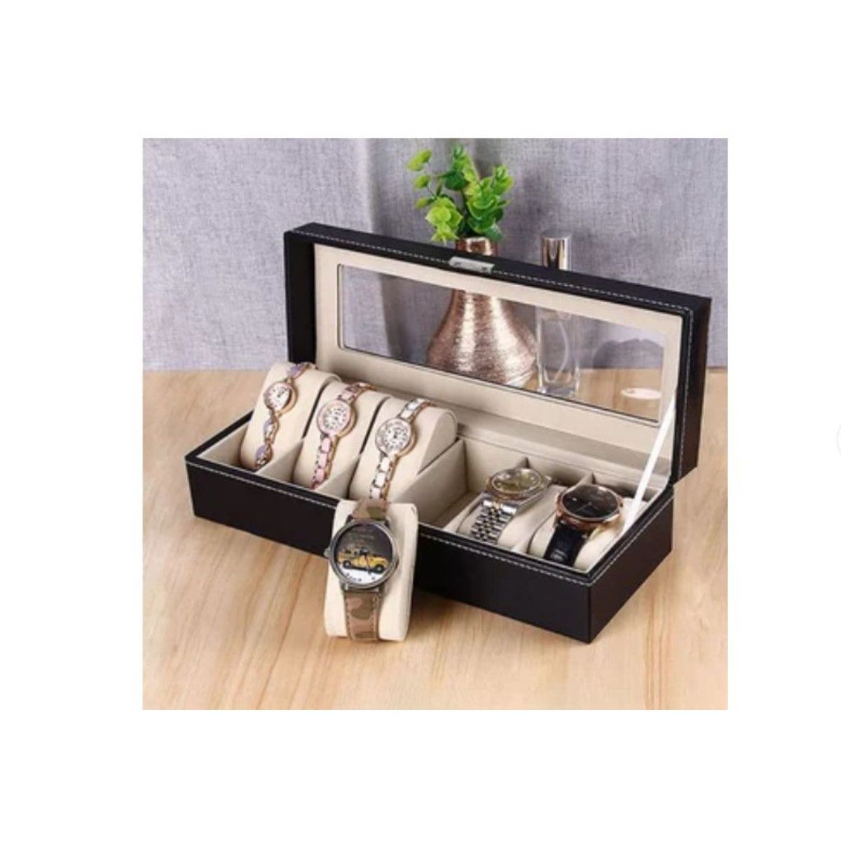 GENERICO - Caja Organizadora Porta Relojes 6 Compartimientos de CALIDAD