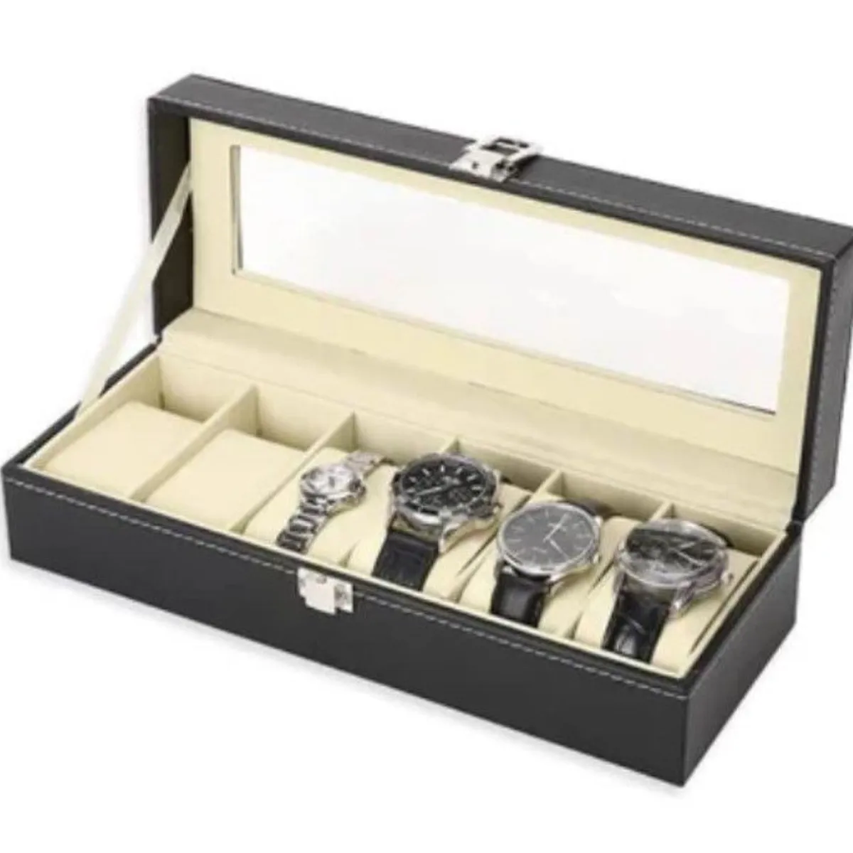 GENERICO - Caja Organizadora Porta Relojes 6 Compartimientos de CALIDAD