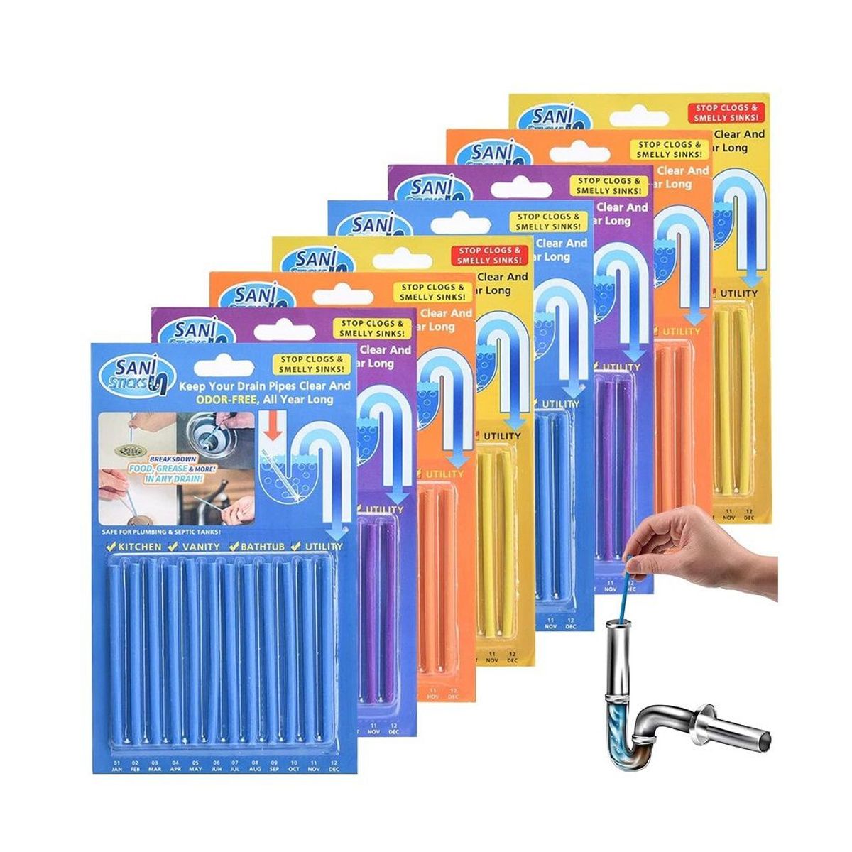 GENERICO - Sani Sticks Desatorador de tuberías Varillas Sanitarias