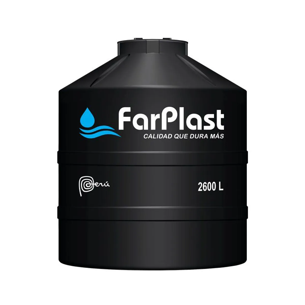 FARPLAST - TANQUE PARA AGUA DE 2,600 LTS NEGRO CON ACCESORIOS FARPLAST