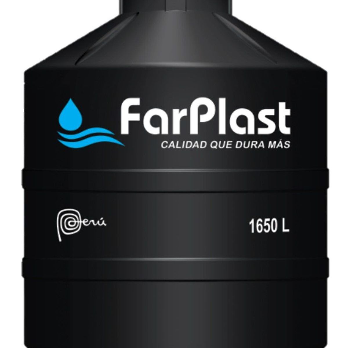 FARPLAST - TANQUE PARA AGUA DE 1,650 LTS NEGRO CON ACCESORIOS FARPLAST