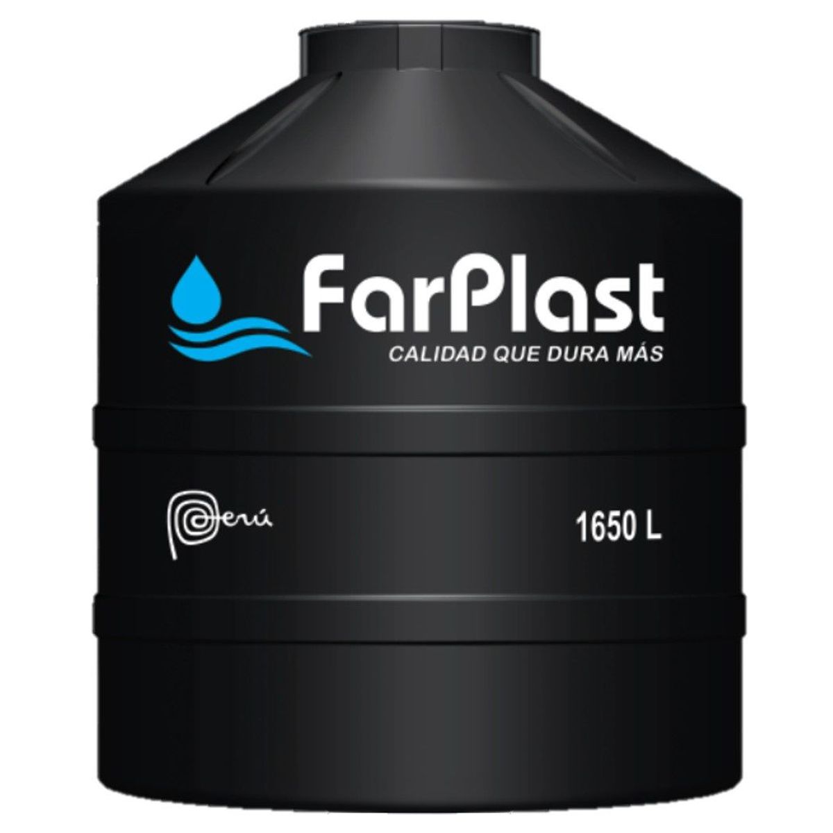 FARPLAST - TANQUE PARA AGUA DE 1,650 LTS NEGRO CON ACCESORIOS FARPLAST