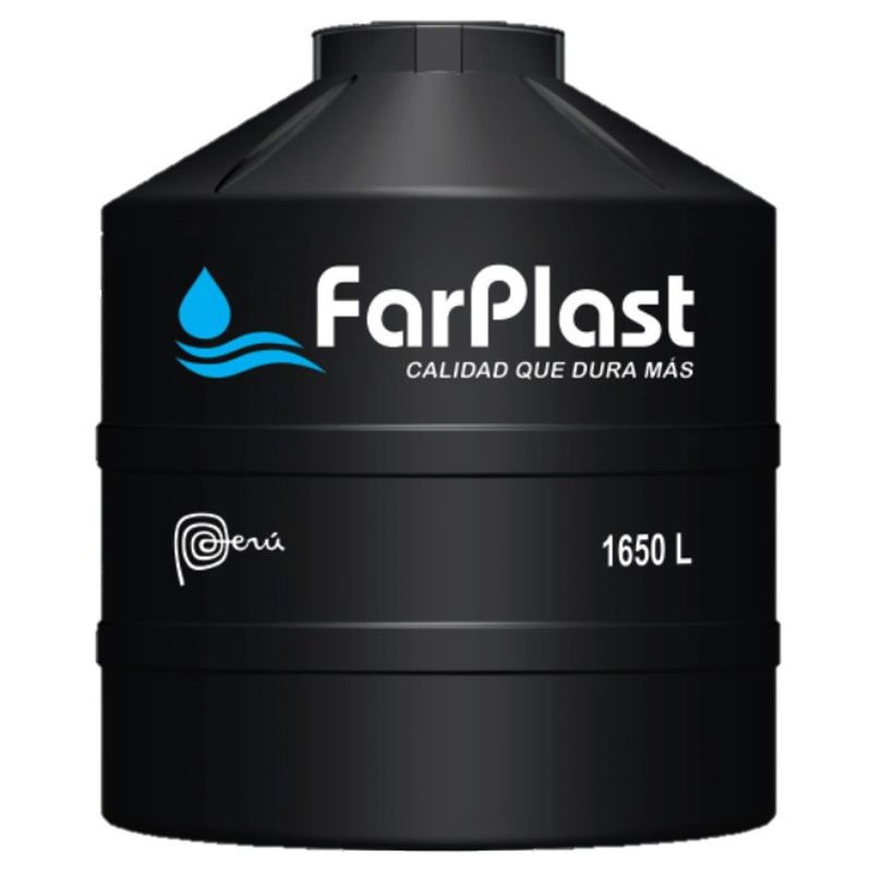 FARPLAST - TANQUE PARA AGUA DE 1,650 LTS NEGRO CON ACCESORIOS FARPLAST