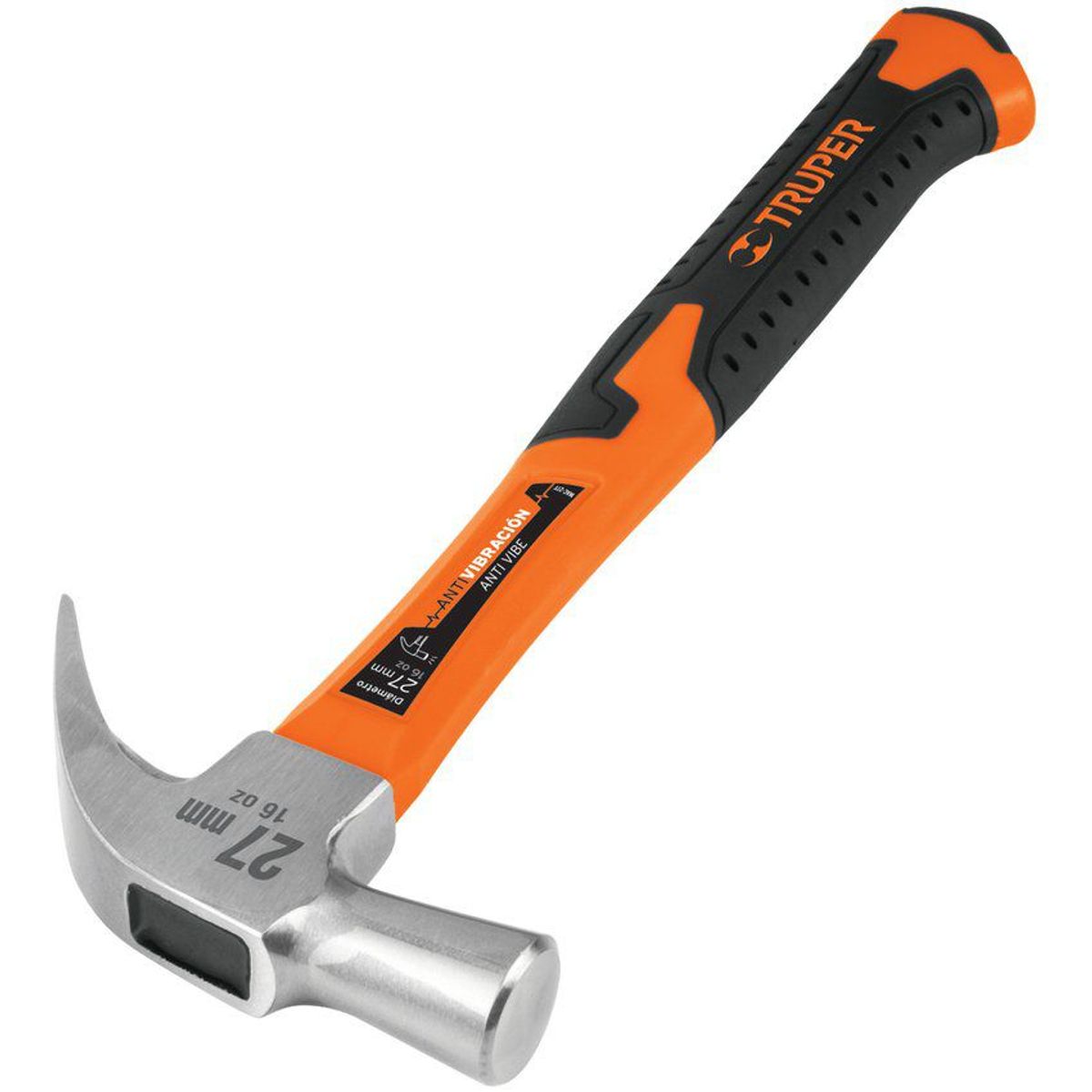 TRUPER - Martillo Mango Fibra Vidrio 16 Onz. Truper 10851 - Negro / Naranja