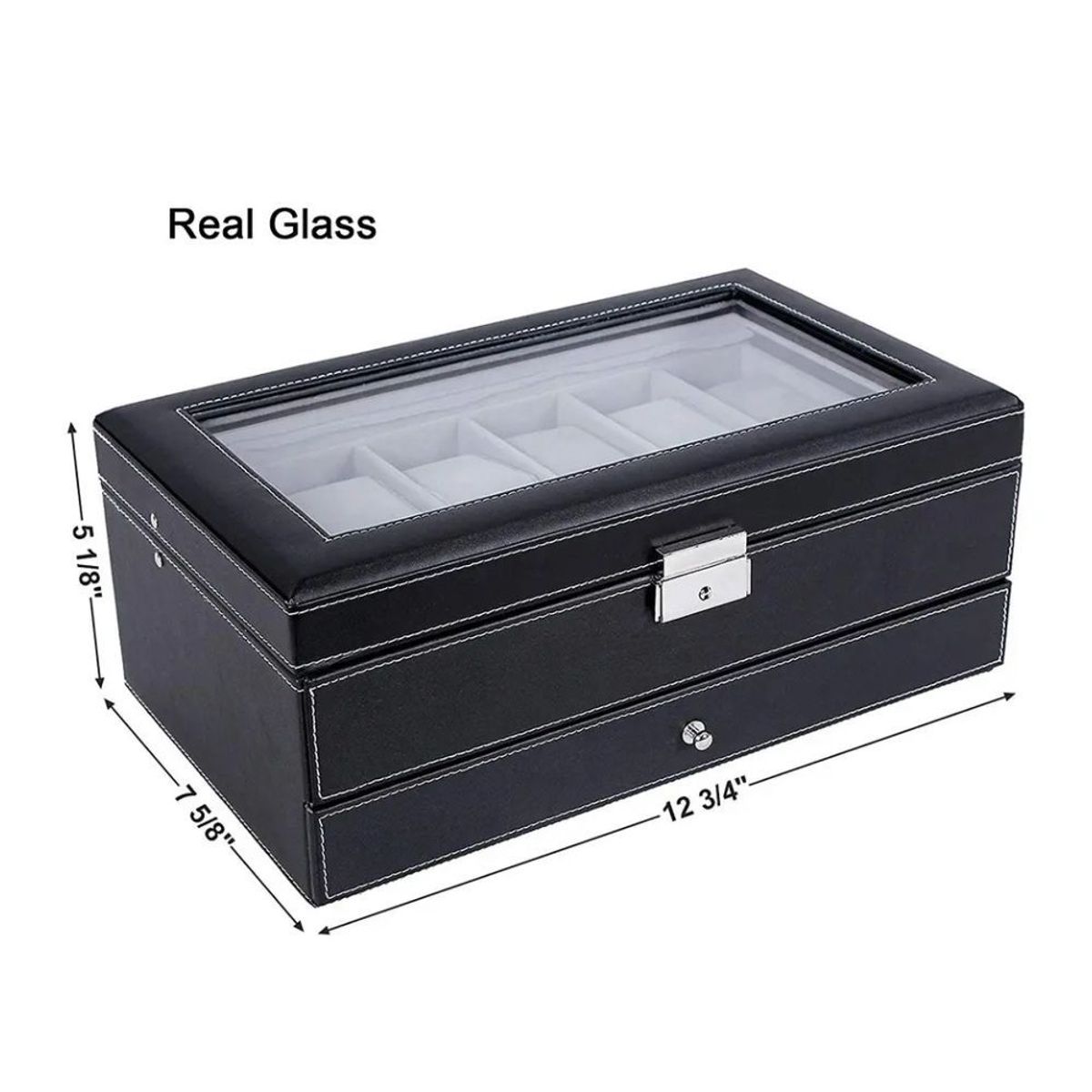 GENERICO - Caja Porta Relojes 12 Espacios Mas Joyero