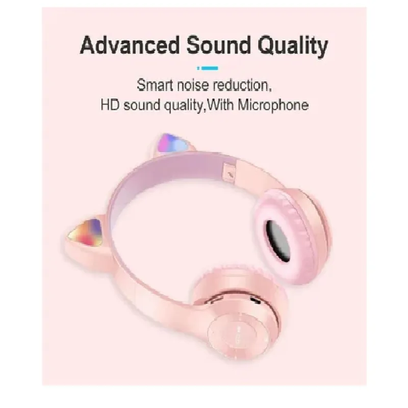 GENERICO - AUDIFONO GATITO BLUETOOTH SONIDO ESTEREO CON MICROFONO LUZ RGB