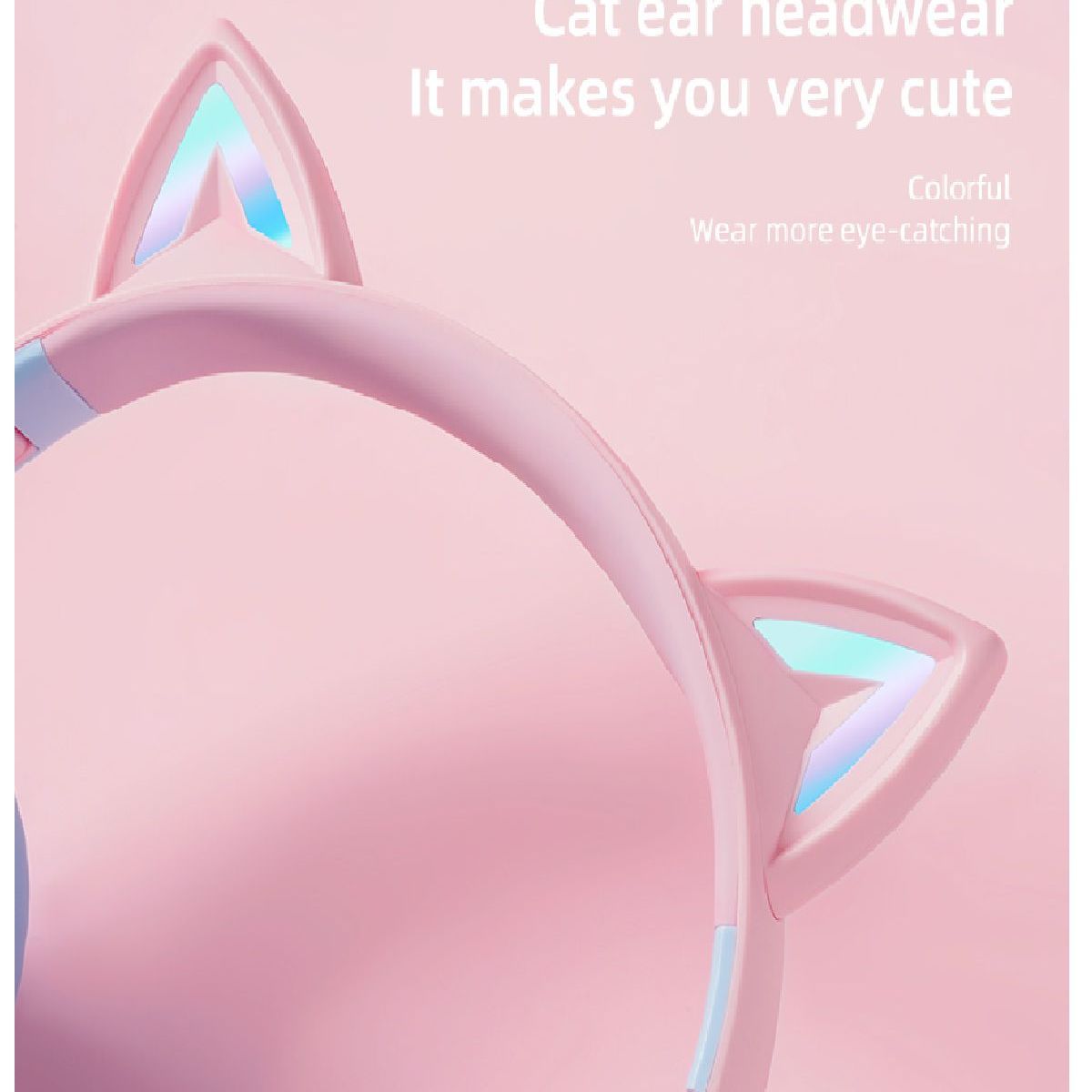 GENERICO - AUDIFONO GATITO BLUETOOTH SONIDO ESTEREO CON MICROFONO LUZ RGB