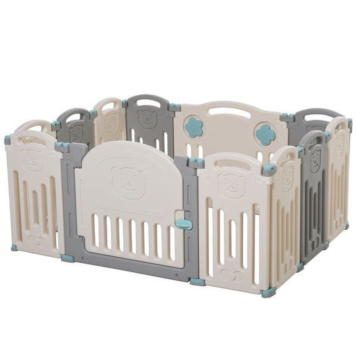 LA SONAJA - CORRAL PLAYPEN TEDDY PLEGABLE (BLANCO+GRIS) 1.24 x 1.32 M.