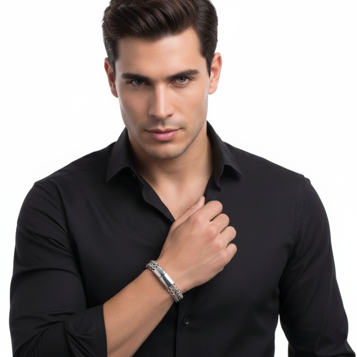 GENERICO - Brazalete Pulsera de Titanio para Hombre Modelo 1602