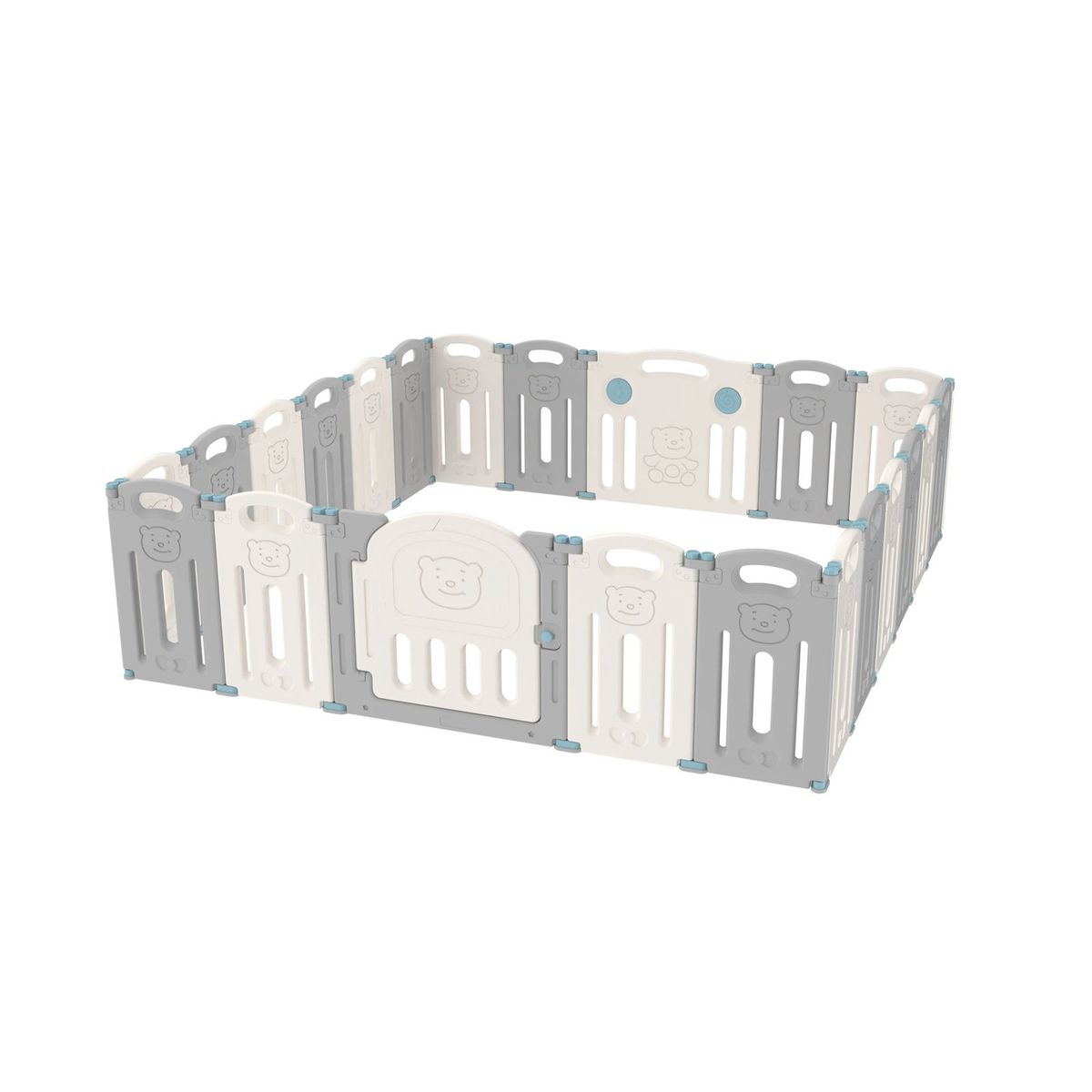 LA SONAJA - CORRAL PLAYPEN TEDDY PLEGABLE (BLANCO+GRIS) 1.90 x 1.98 M