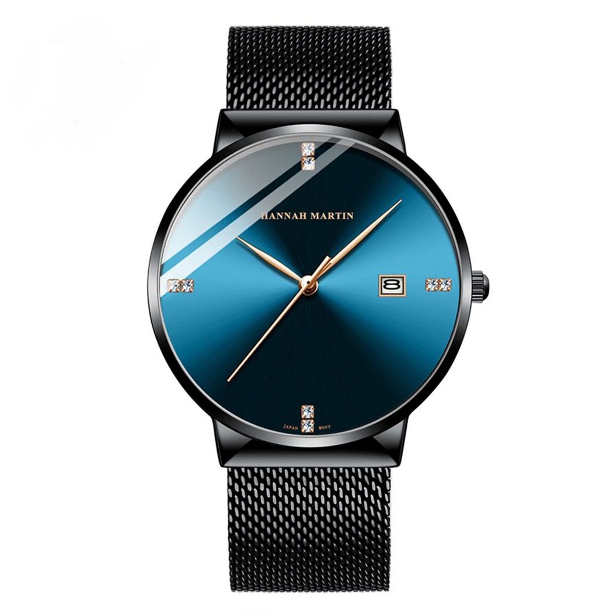 HANNAH MARTIN - RELOJ HANNAH MARTIN NEGRO AZULADO ELEGANTE  HM901