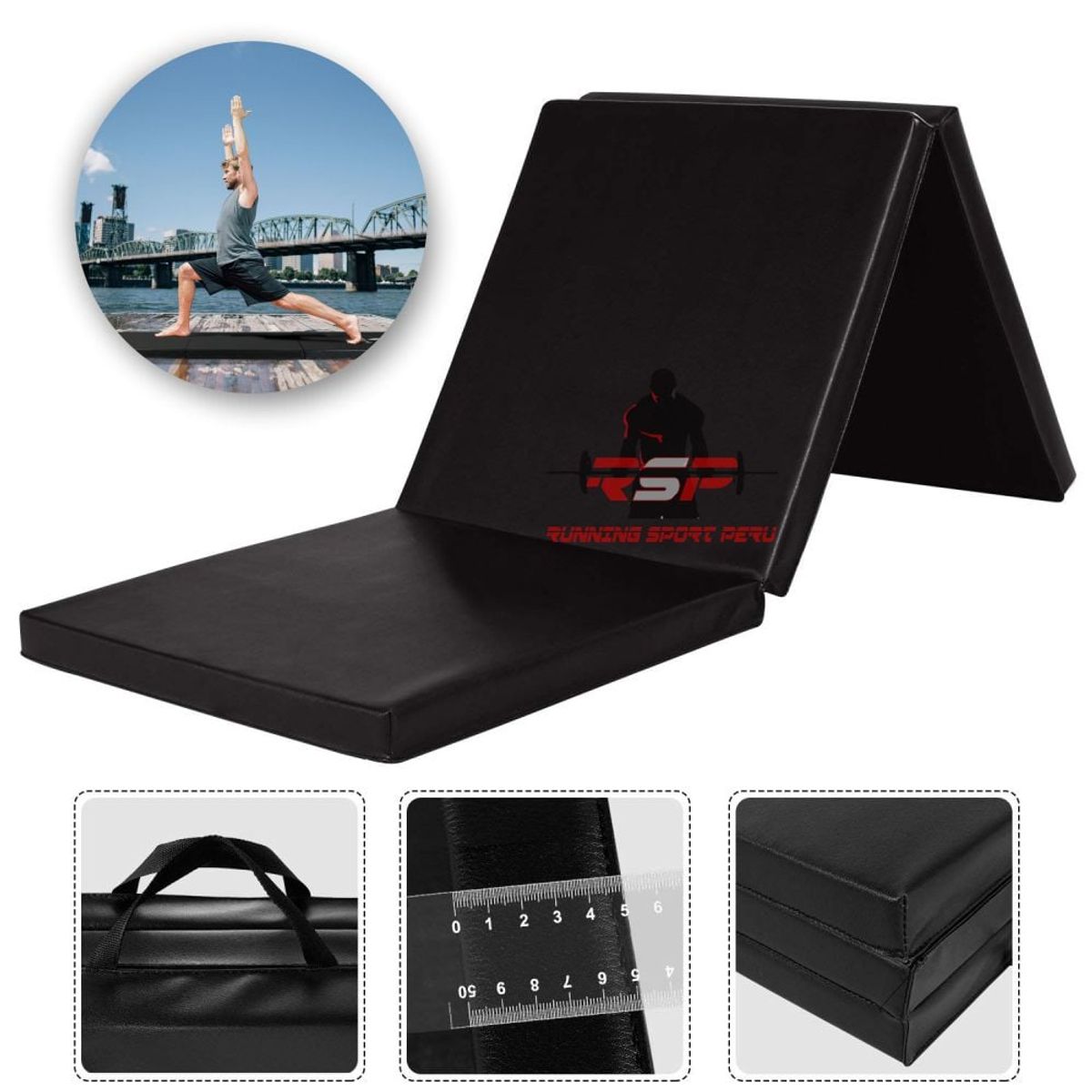 RUNNING SPORT PERU - Colchoneta Gruesa 3 Cuerpos Para Abdominales De 180cm Gym