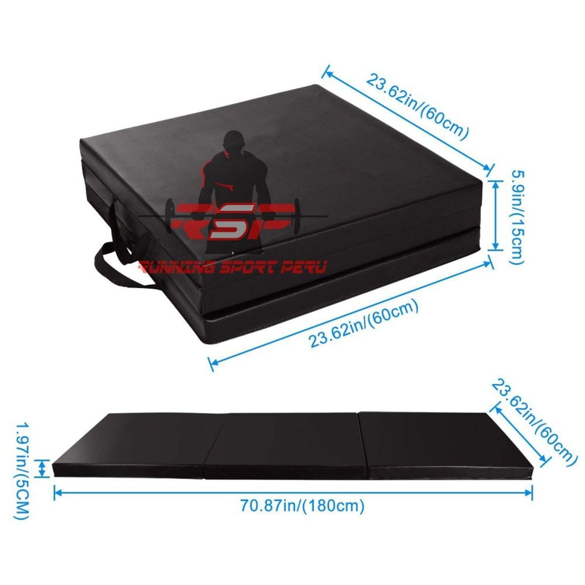 RUNNING SPORT PERU - Colchoneta Gruesa 3 Cuerpos Para Abdominales De 180cm Gym