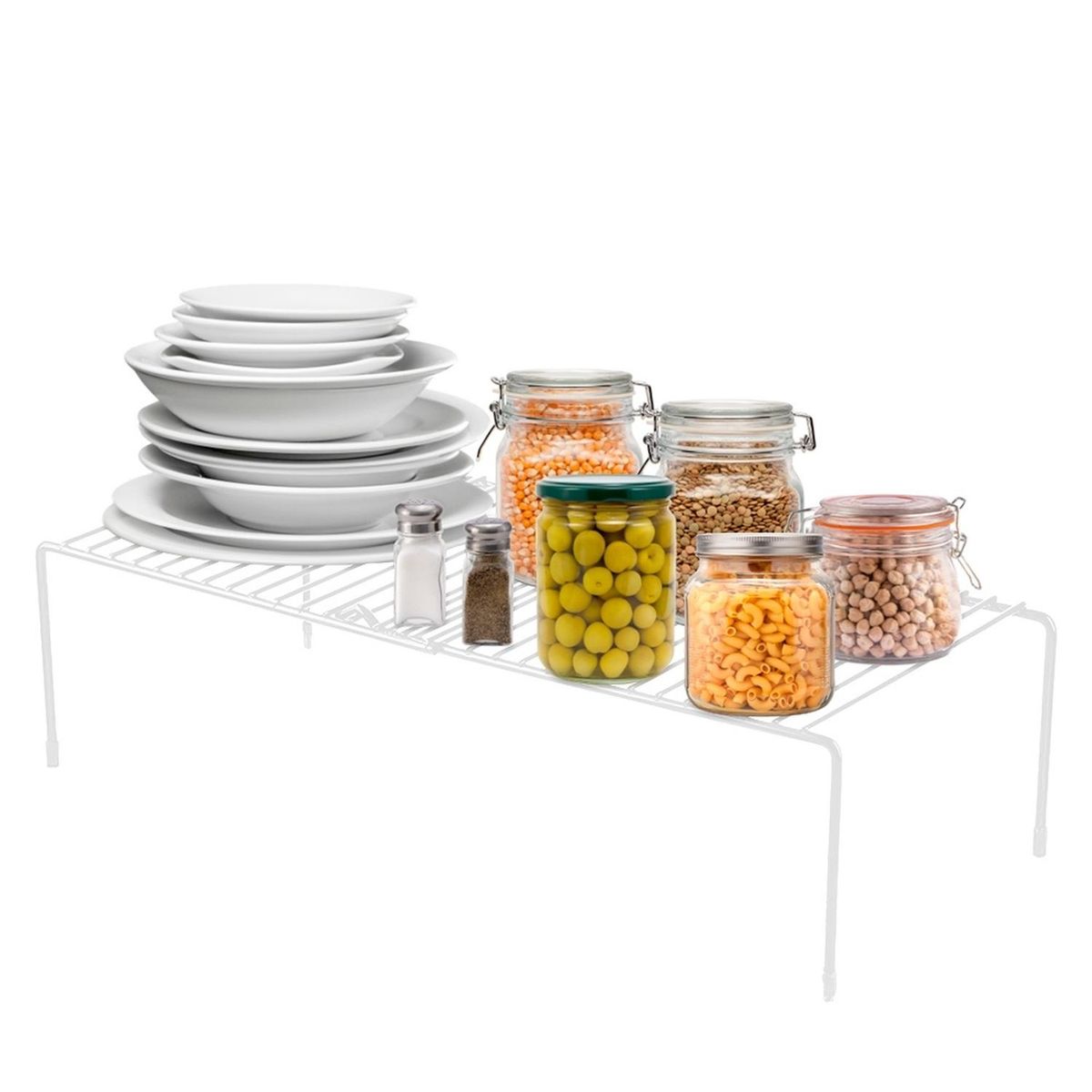 MINARI - Estante Organizador Ajustable de Cocina Platos Ollas Blanco E914