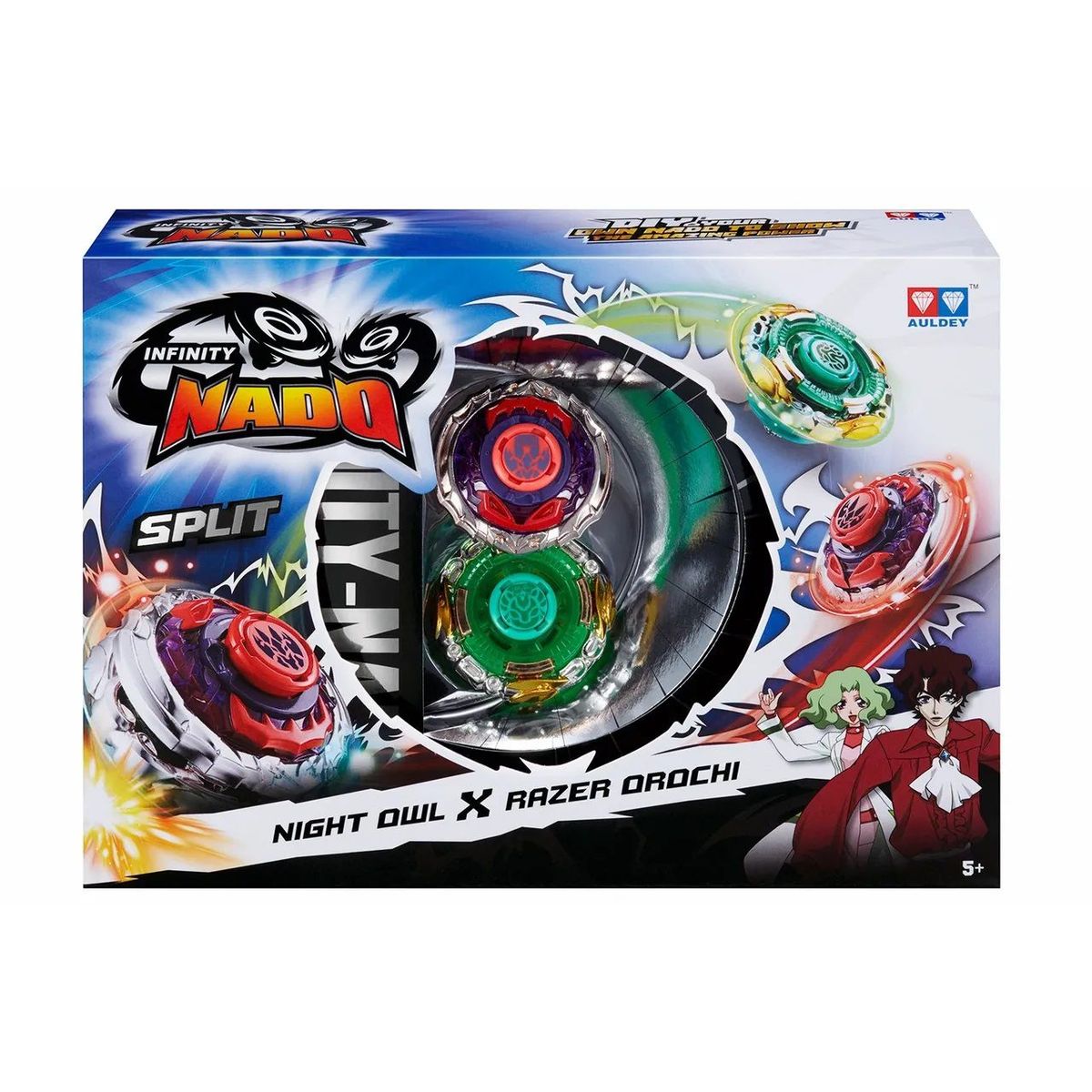 INFINITY NADO - Juguete 2 Trompos de Batalla Serie Split Night Owl y Razer Orochi