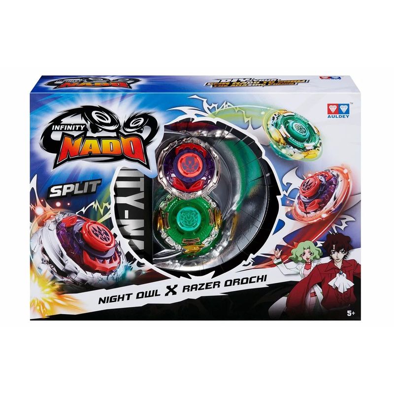 INFINITY NADO - Juguete 2 Trompos de Batalla Serie Split Night Owl y Razer Orochi