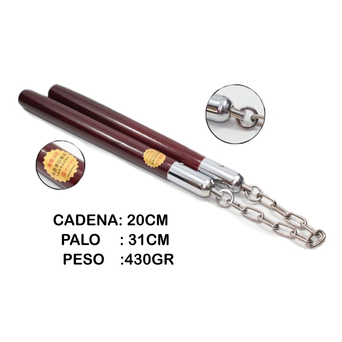 GENERICO - Nunchaku de Madera Color Marrón Claro