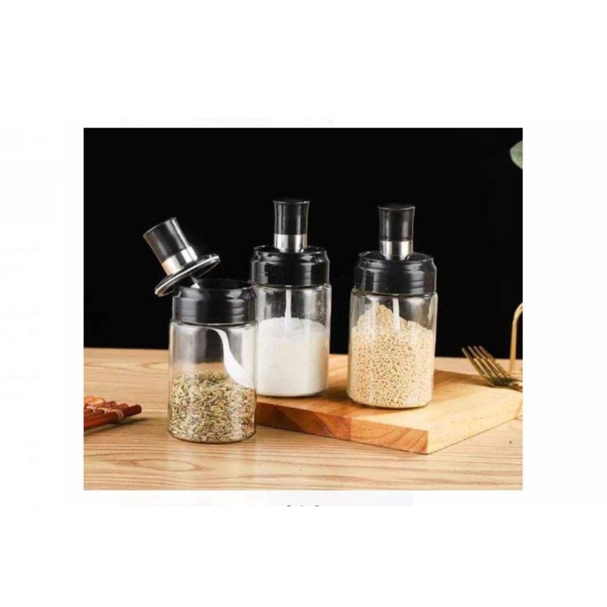 GENERICO - Set x 3 frascos Condimenteros de vidrio elegante diseño de CALIDAD