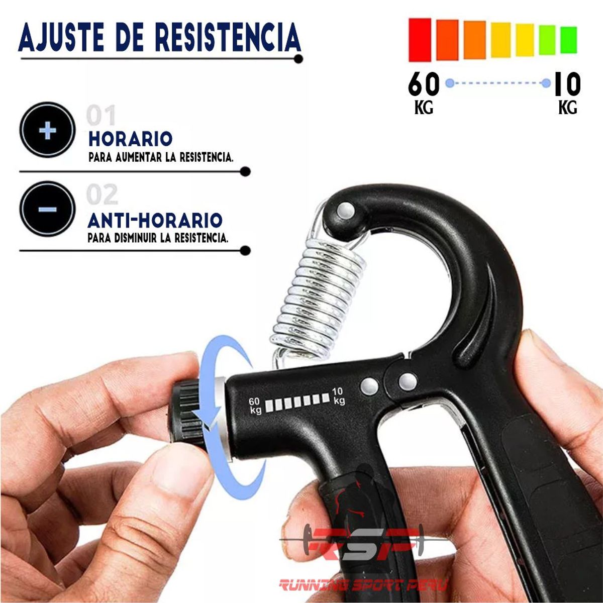 GFORCE - Hand Grip con Contador y Regulador 60kg Negro