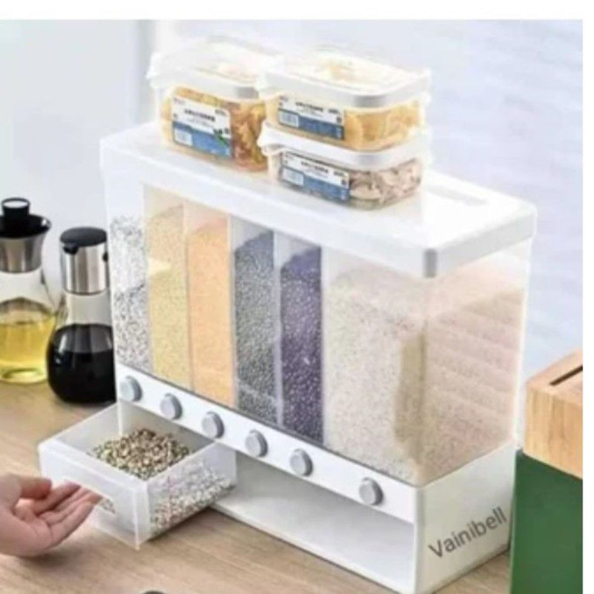 GENERICO - DISPENSADOR DE ARROZ CEREALES CON 6 DIVISIONES DE CALIDAD