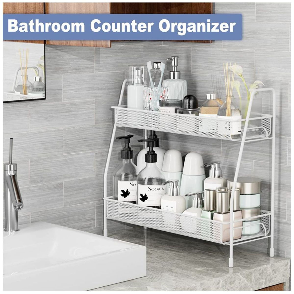 MINARI - Estante Organizador de Baño Tocador Ducha 2 Cestas B 107C.