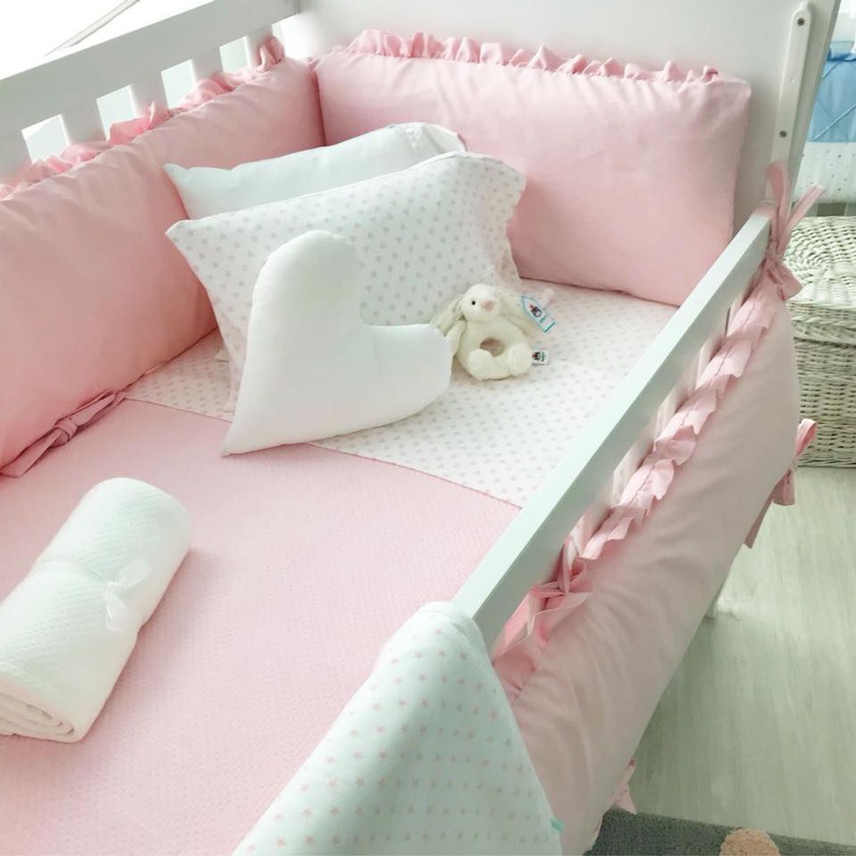 GENERICO - Protectores Laterales Parachoques de cuna Rosado Clásico