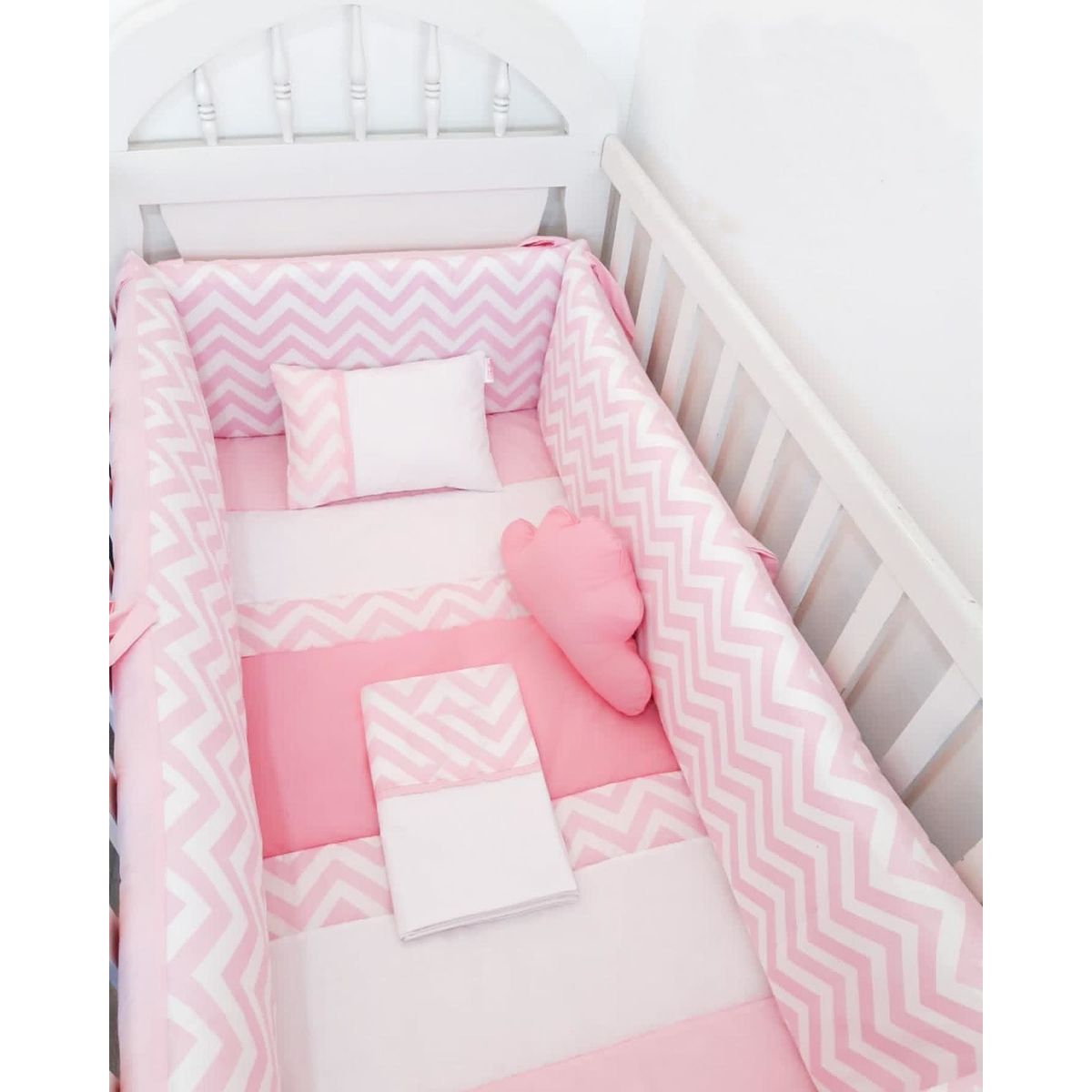 GENERICO - Protectores Laterales Parachoques de cuna diseño Zig Zag