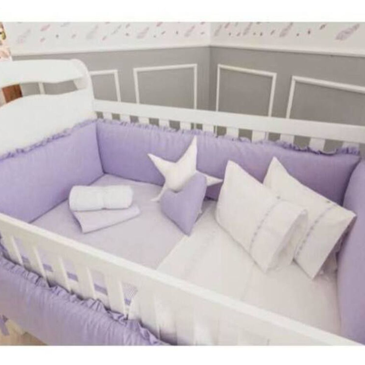 GENERICO - Protectores Laterales Parachoques de cuna diseño Lila