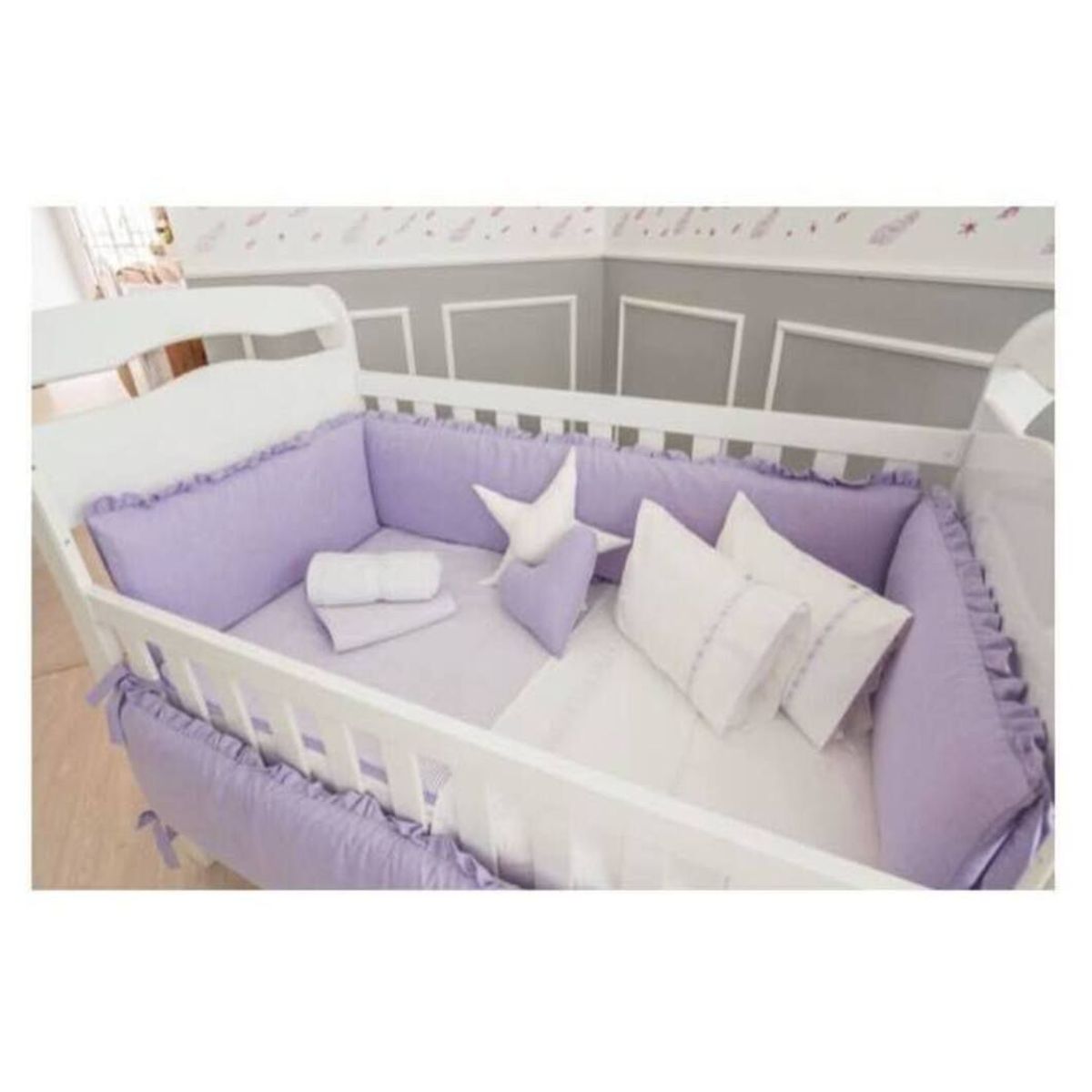 GENERICO - Protectores Laterales Parachoques de cuna diseño Lila