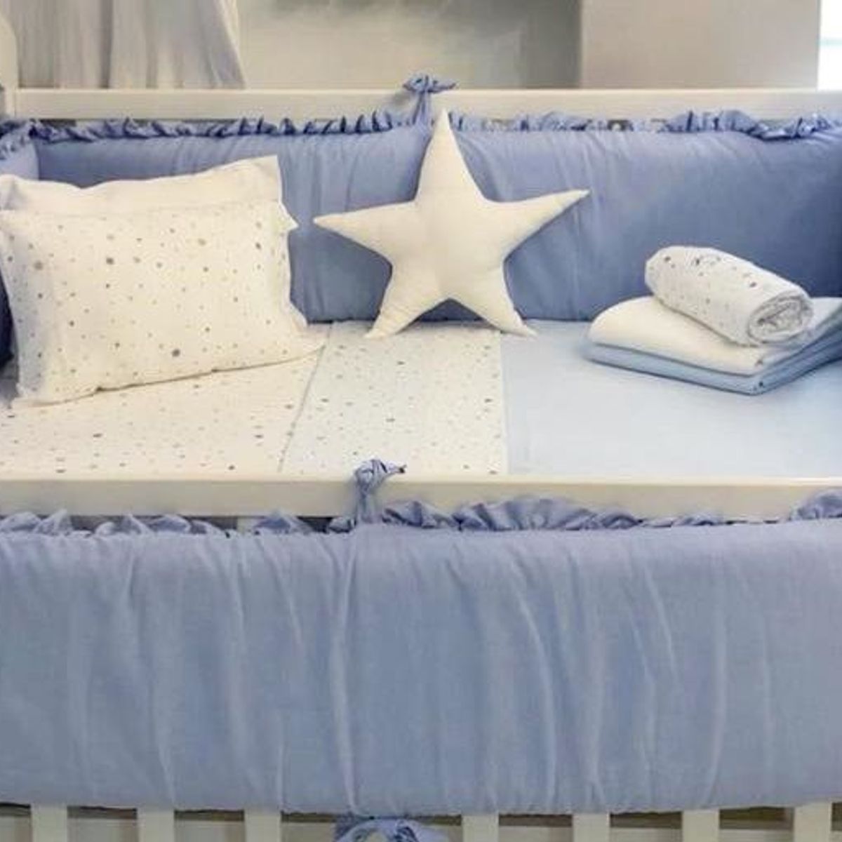 GENERICO - Protector Lateral Parachoques de cuna diseño celeste noche