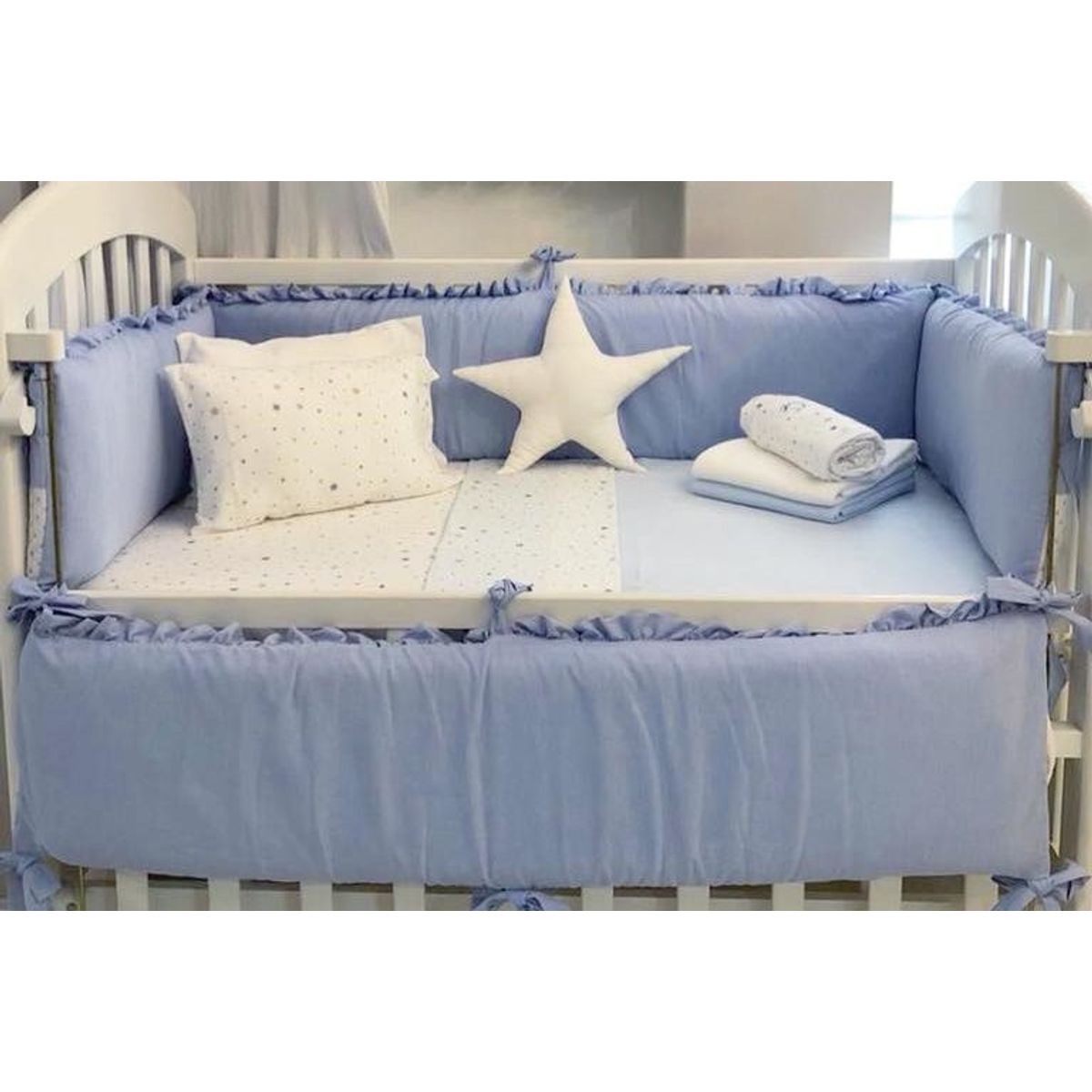 GENERICO - Protector Lateral Parachoques de cuna diseño celeste noche