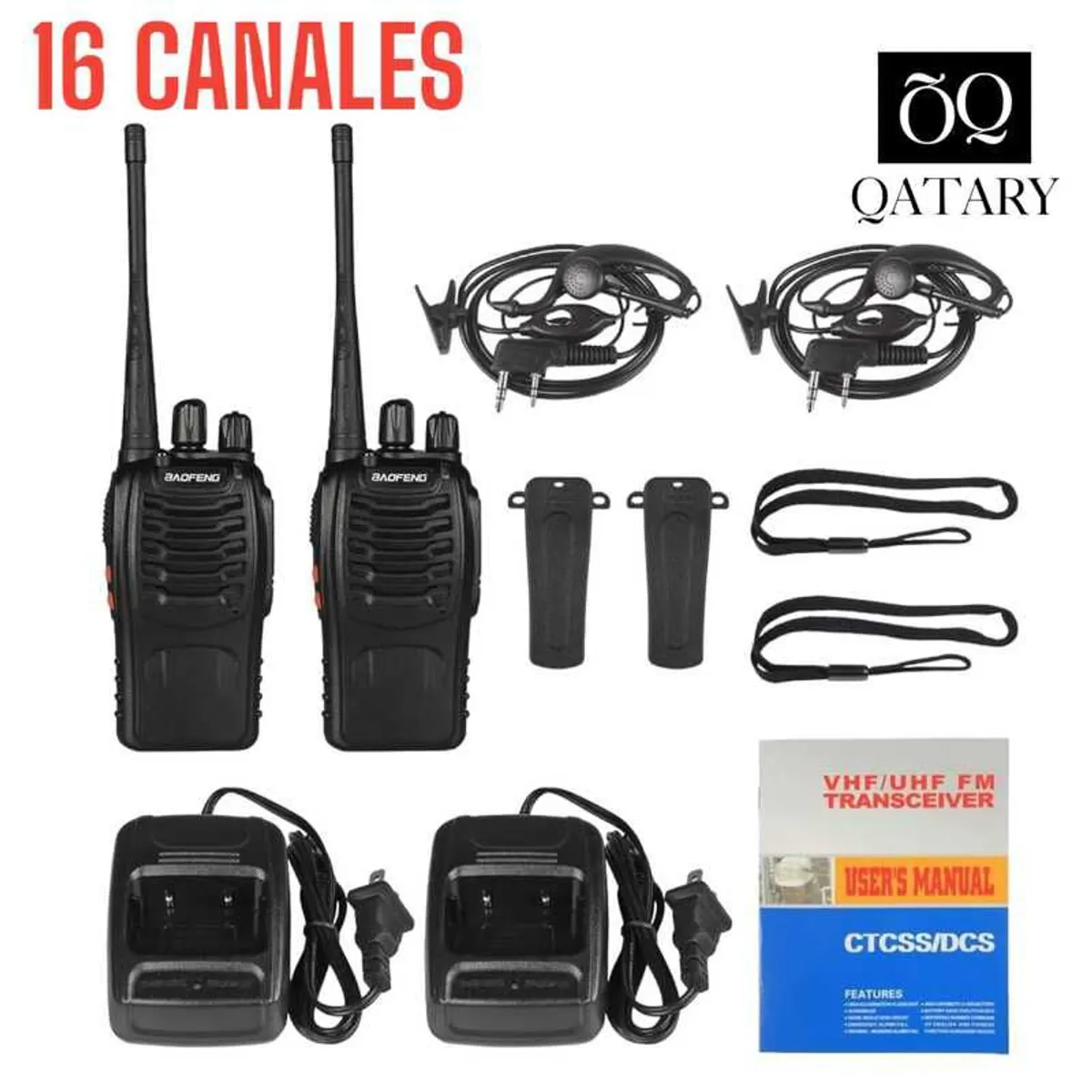 OEM - 2 Radios Transceptores Walkie Talkie 16 Canales FM Alcance