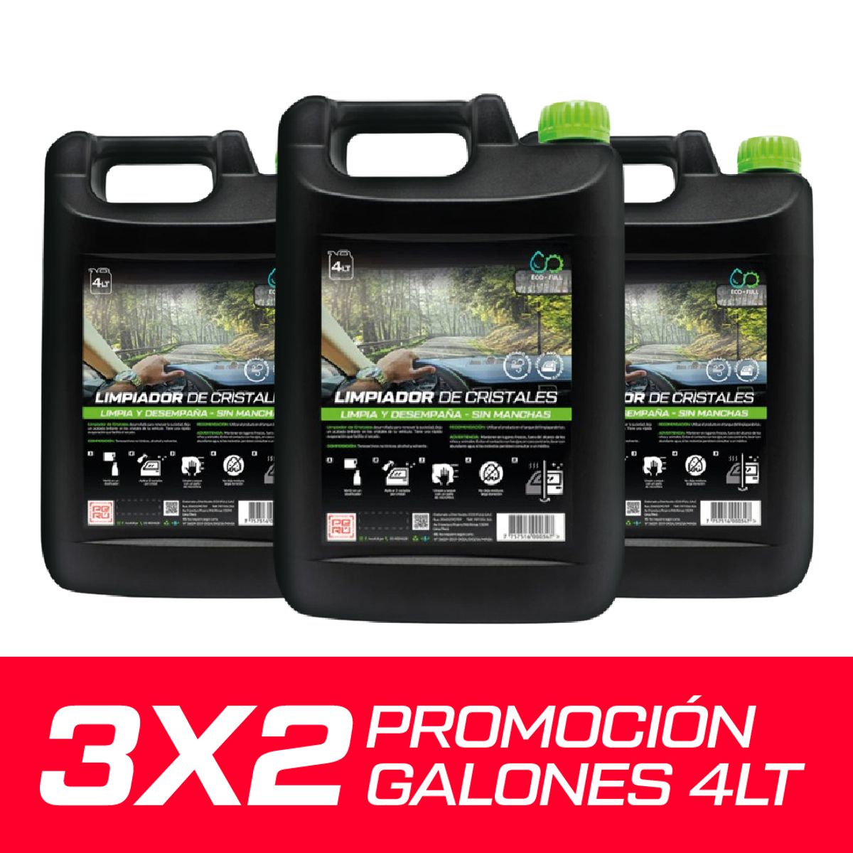 ECO FULL - LIMPIADOR DE CRISTALES 4L 3x2