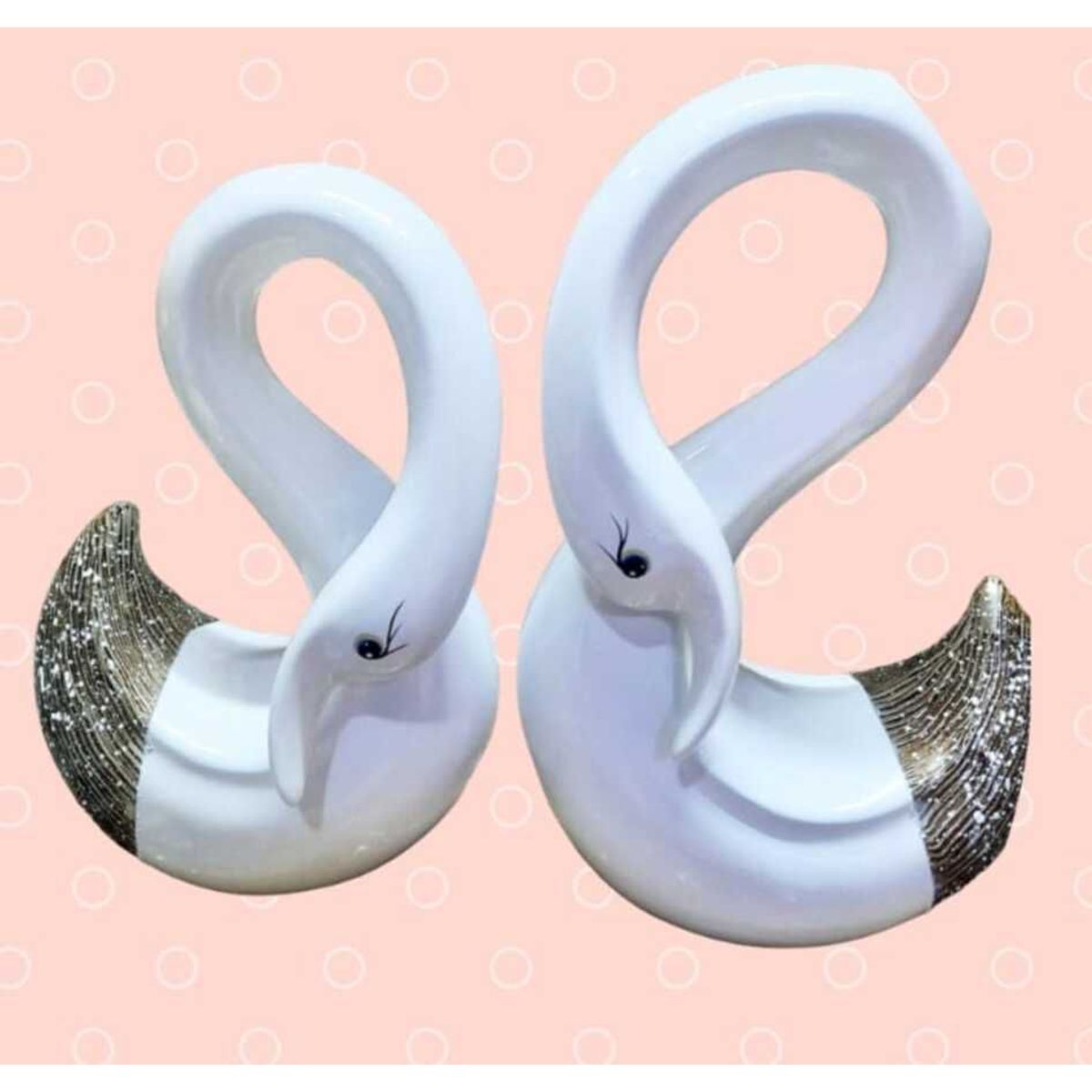 PERU - Adorno Decorativo pareja de ceramica de cisnes blancos