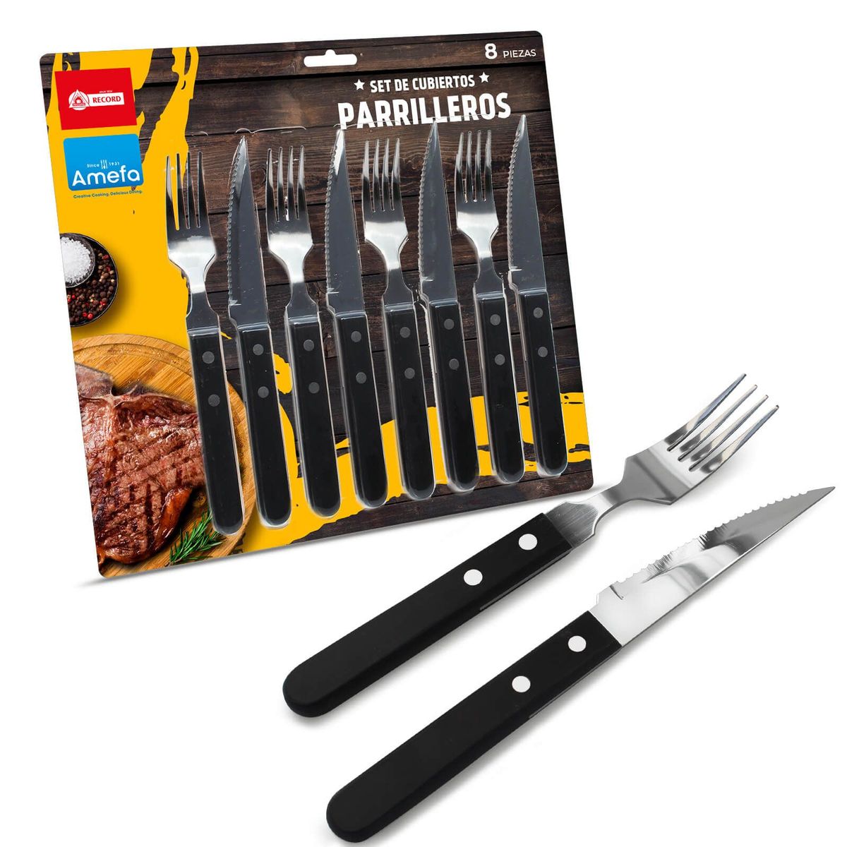 RECORD - Set de cubiertos Parrilleros Basic 8 piezas.