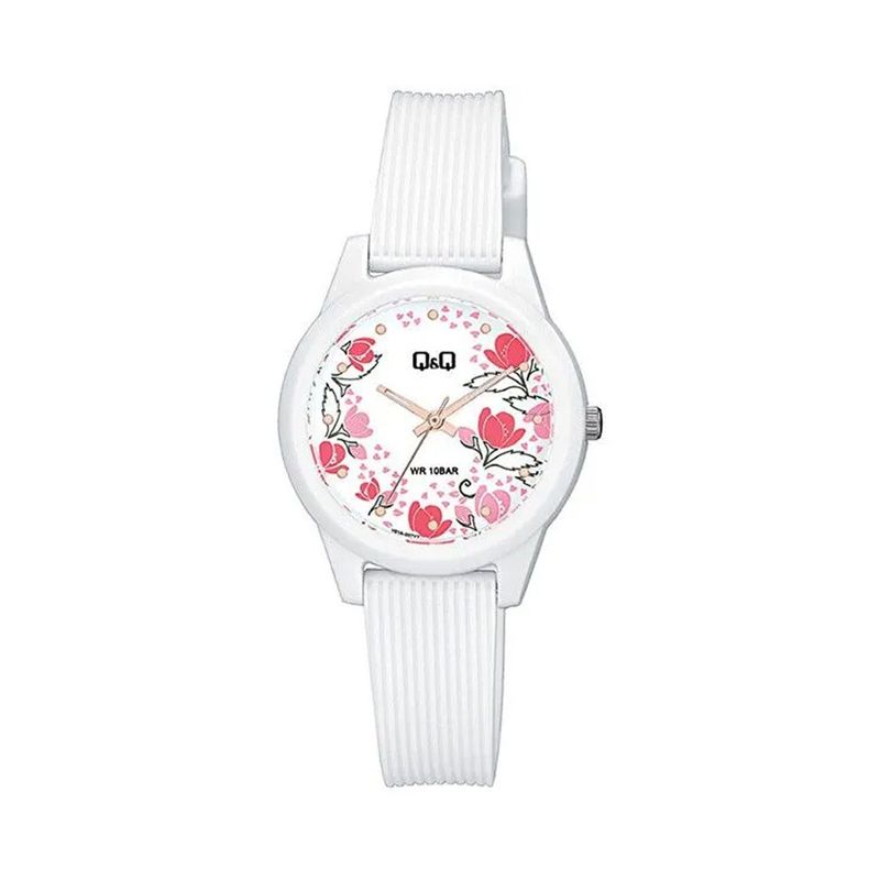 Q&Q - Reloj QQ Mujer Diseño Flores Blanco