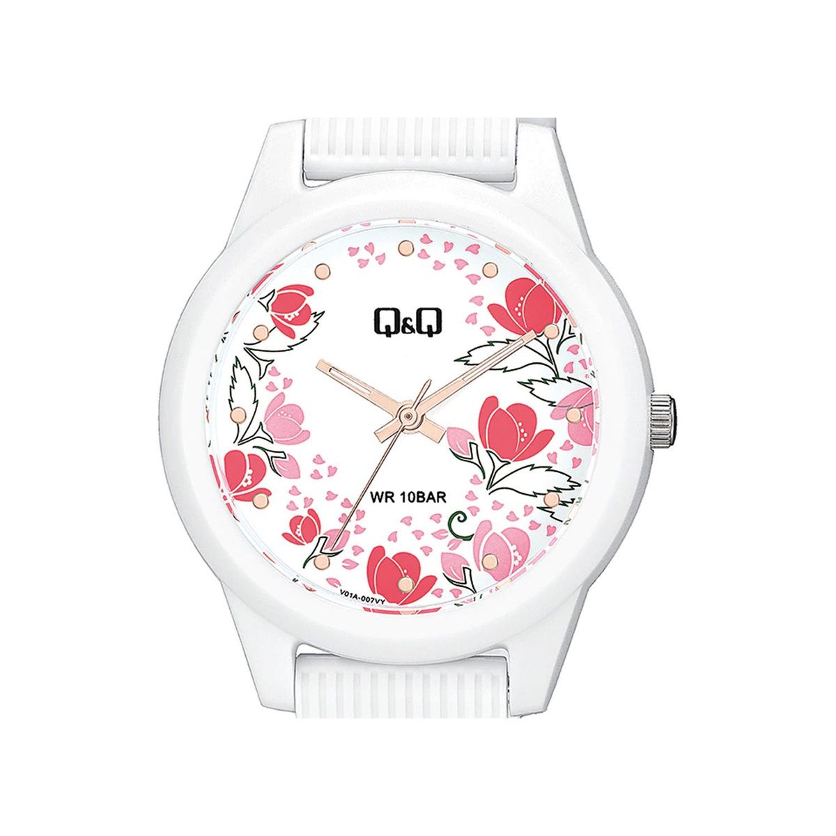 Q&Q - Reloj QQ Mujer Diseño Flores Blanco