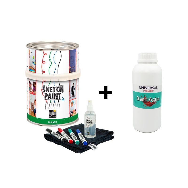 MAGPAINT - Pintura Pizarra DIY  +SketchKit +Sellador UC MagPaint Blanco Gloss