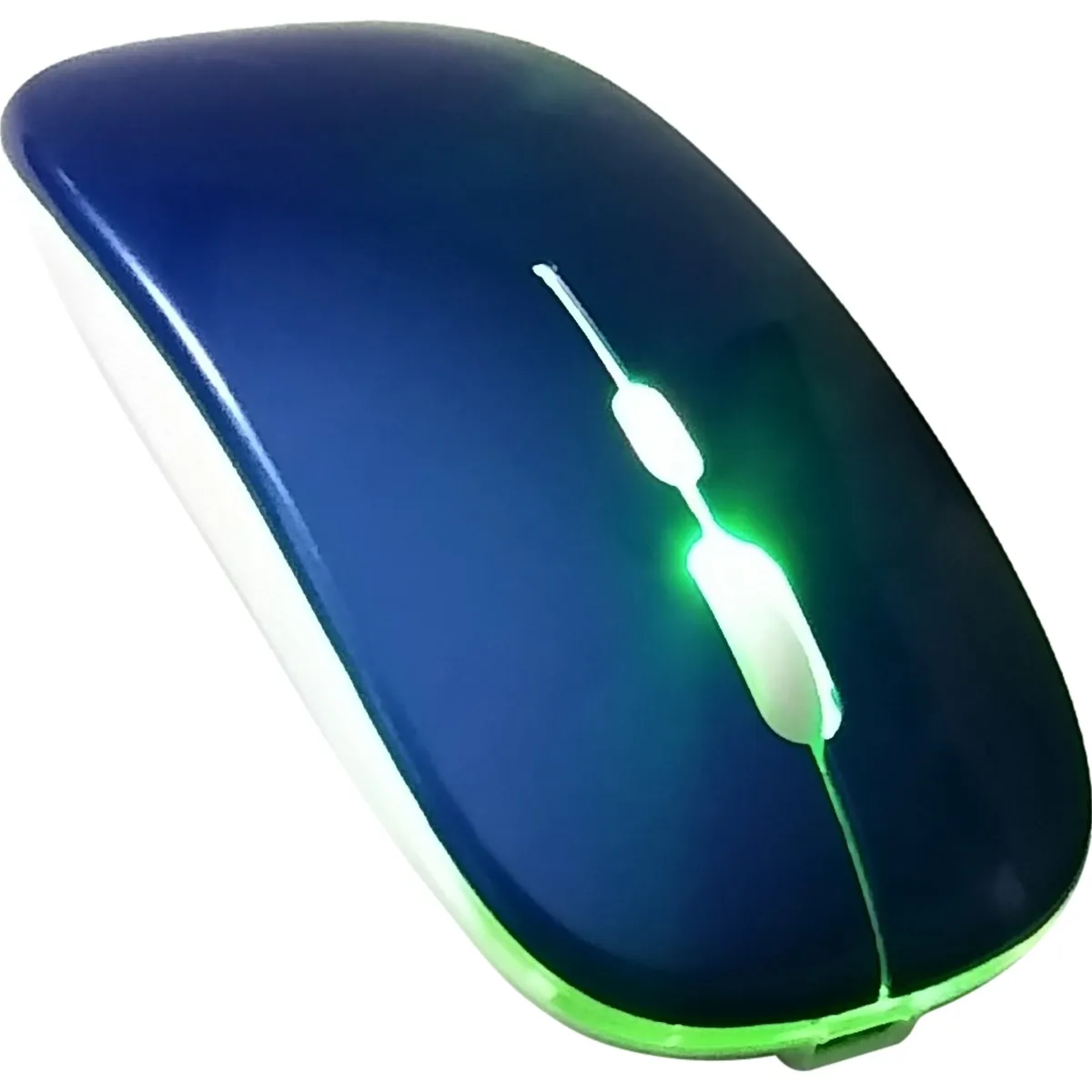OEM - Mouse Bluetooth Recargable Dual con LUZ LED RGB - Azul oscuro