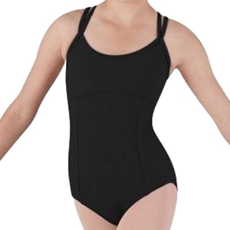 NACIONAL - Body Leotard Profesional Lycra Doble Tirante para Ballet y Danza - Negro