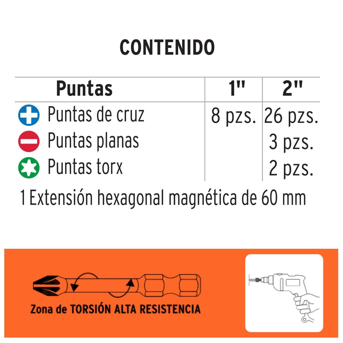 TRUPER - 40 puntas de impacto para taladro atornillador Truper Expert