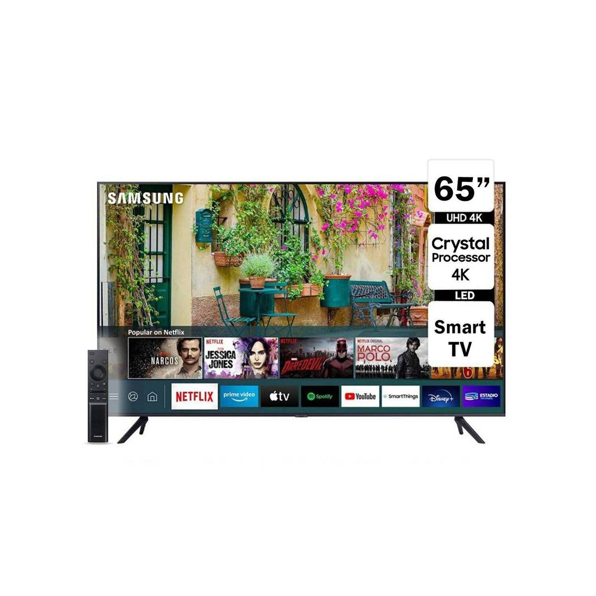 SAMSUNG - Televisor Samsung 65 Smart Ultra 4K UN65AU7090G Nuevo Modelo - Negro