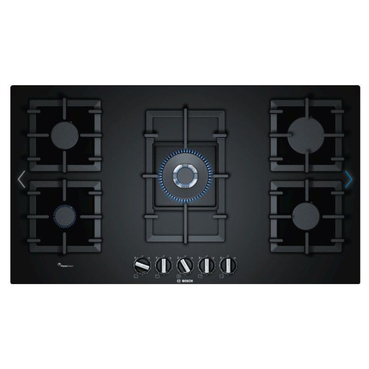 BOSCH - Cocina Bosch PPQ9A6B90 Empotrable a Gas 90 cm Vidrio Templado Negro