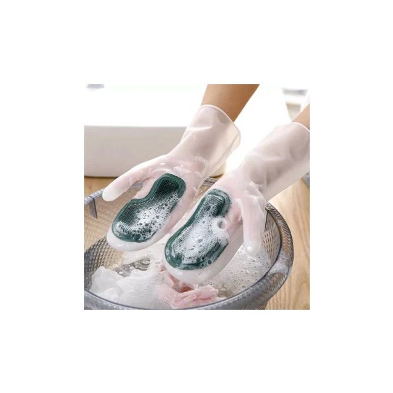 GENERICO - Guantes cepillo de silicona para lavar platos cocina baño multiuso