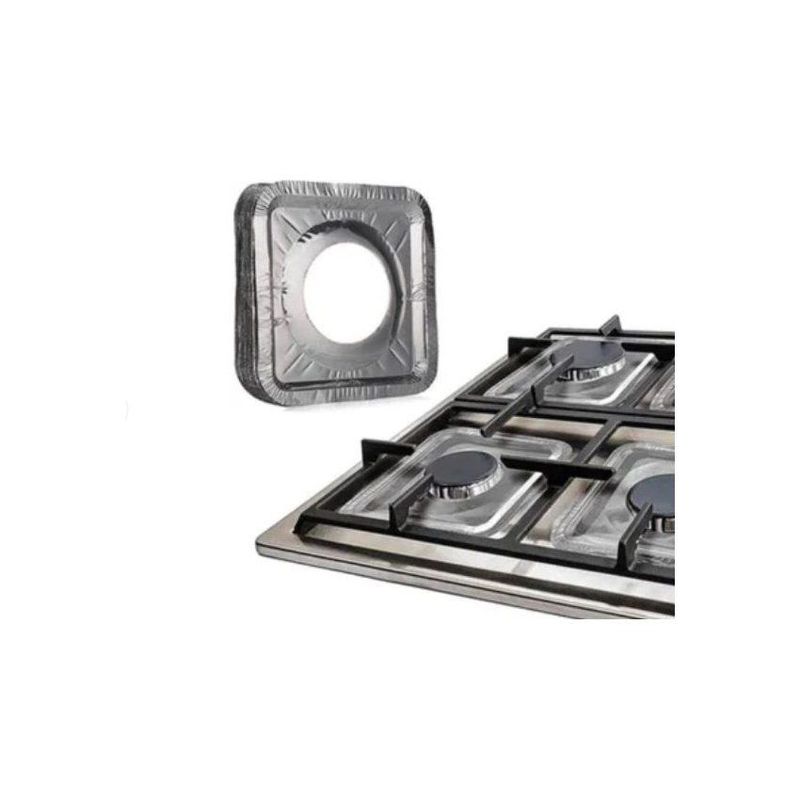 GENERICO - Pack 6 - Protectores de hornilla de cocina - aluminio plateado